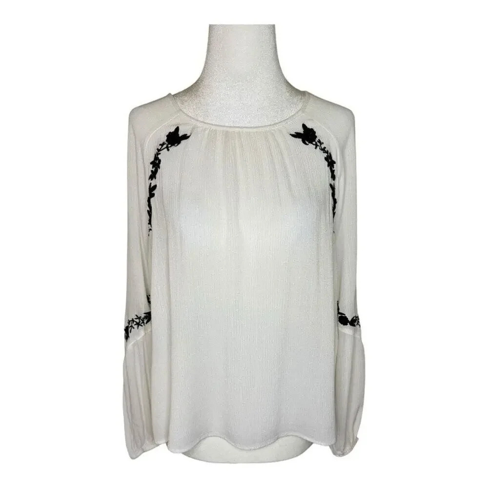 Simply Vera Vera Wang Women's Small Long Sleeve Blouse White/Black